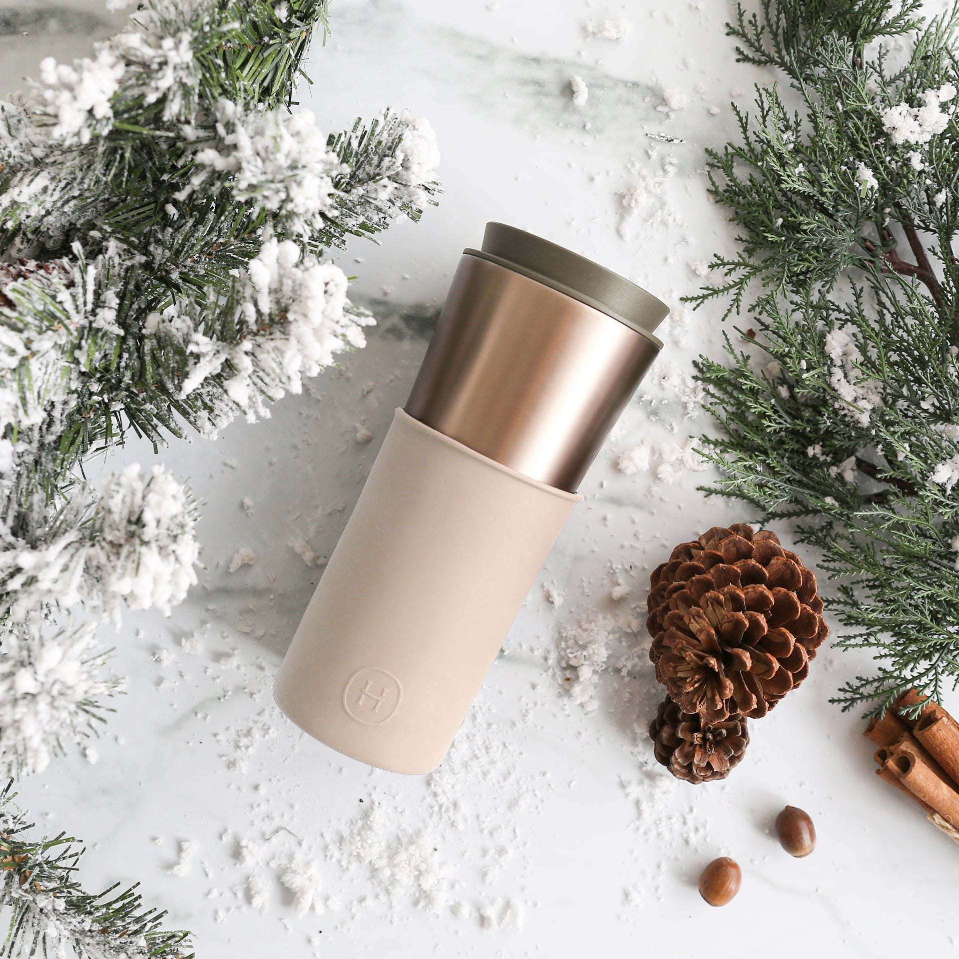 Metallic Fir Travel Mug - Eucalyptus 15 Oz HYDY® Reusable Water Bottles With Infuser