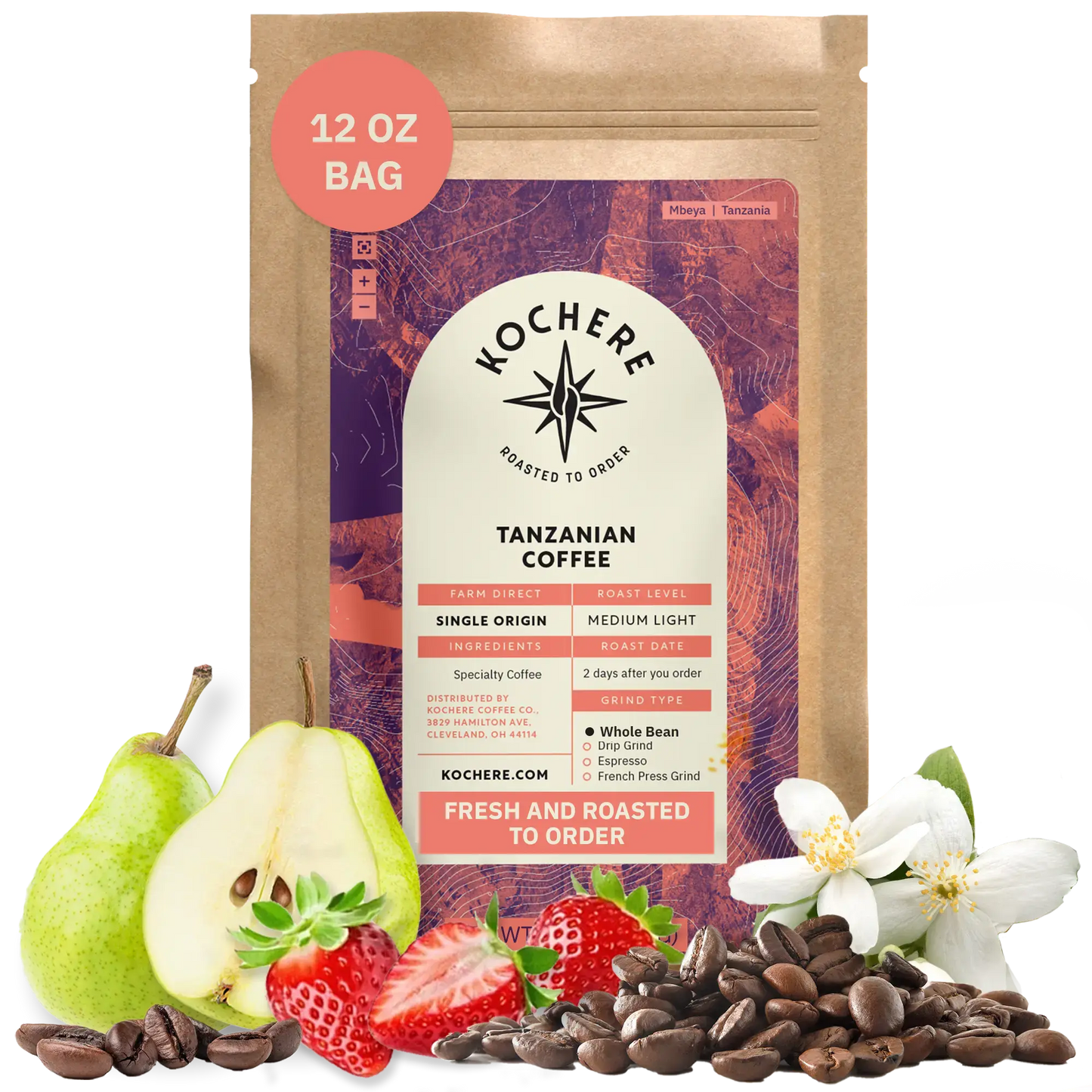 Kochere Coffee Tanzanian Mbeya AB Medium-Light Roast - Pear, Floral, Jasmine Notes Kochere Coffee Co.