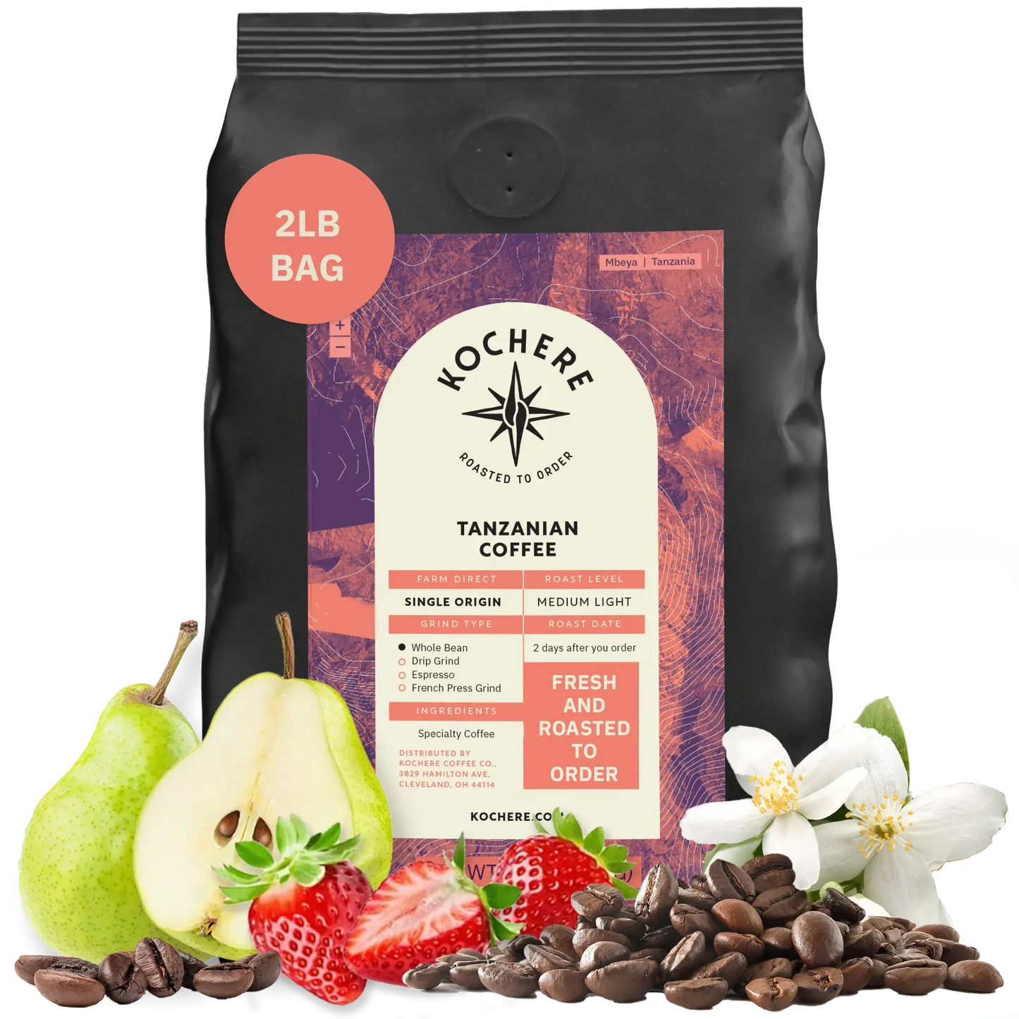 Kochere Coffee Tanzanian Mbeya AB Medium-Light Roast - Pear, Floral, Jasmine Notes Kochere Coffee Co.