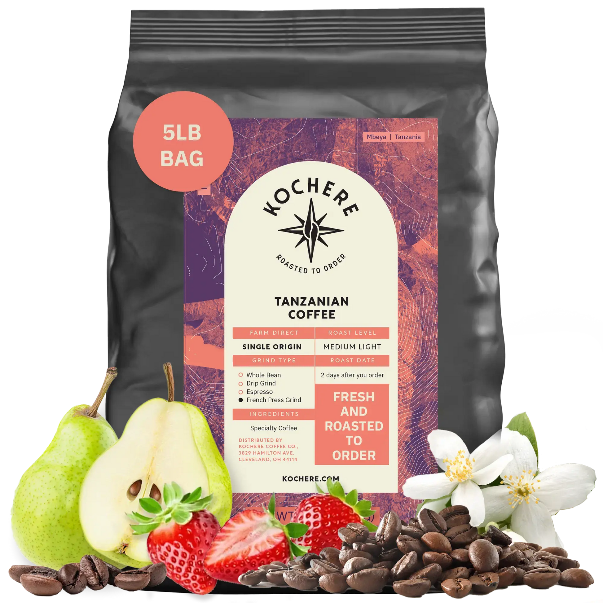 Kochere Coffee Tanzanian Mbeya AB Medium-Light Roast - Pear, Floral, Jasmine Notes Kochere Coffee Co.