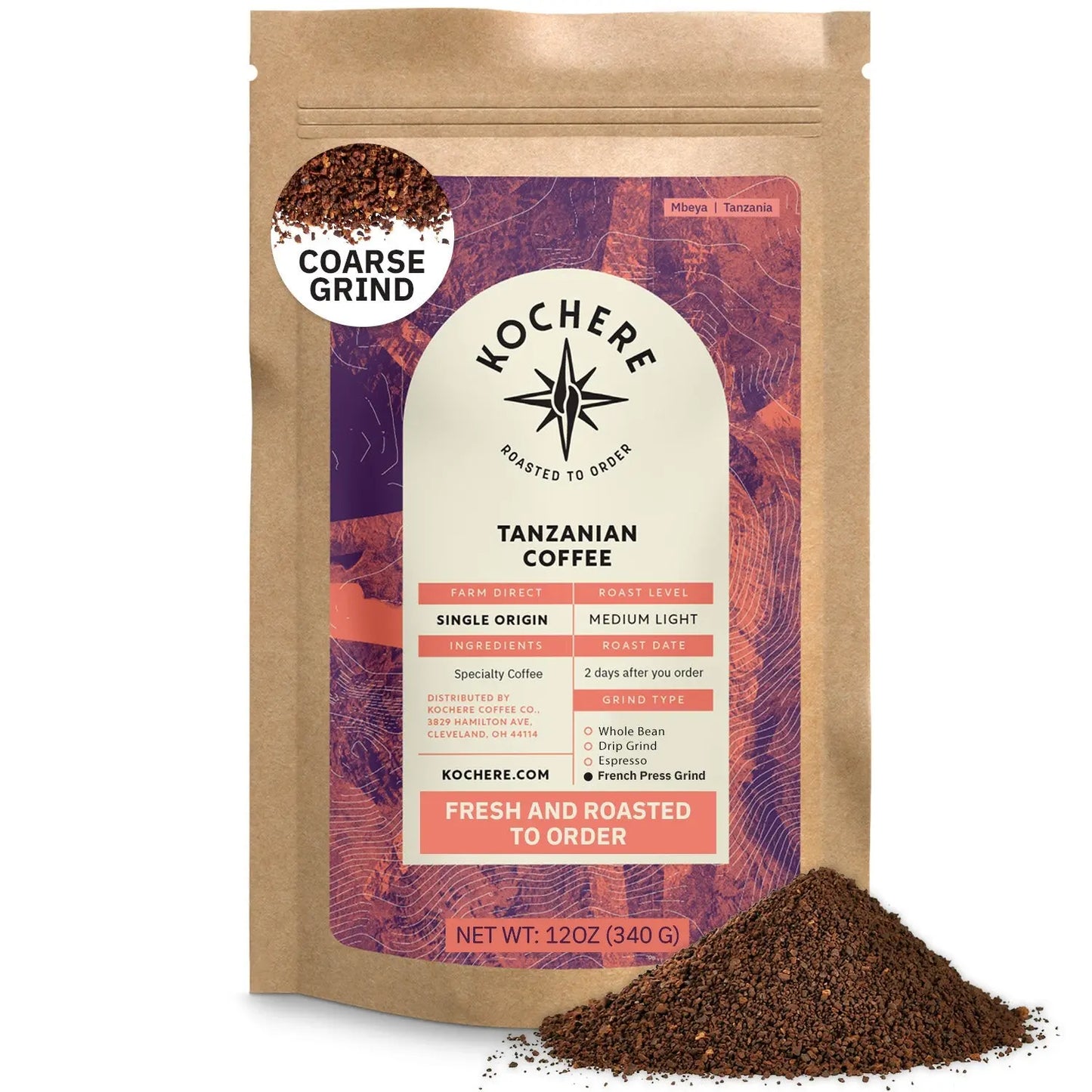 Kochere Coffee Tanzanian Mbeya AB Medium-Light Roast - Pear, Floral, Jasmine Notes Kochere Coffee Co.
