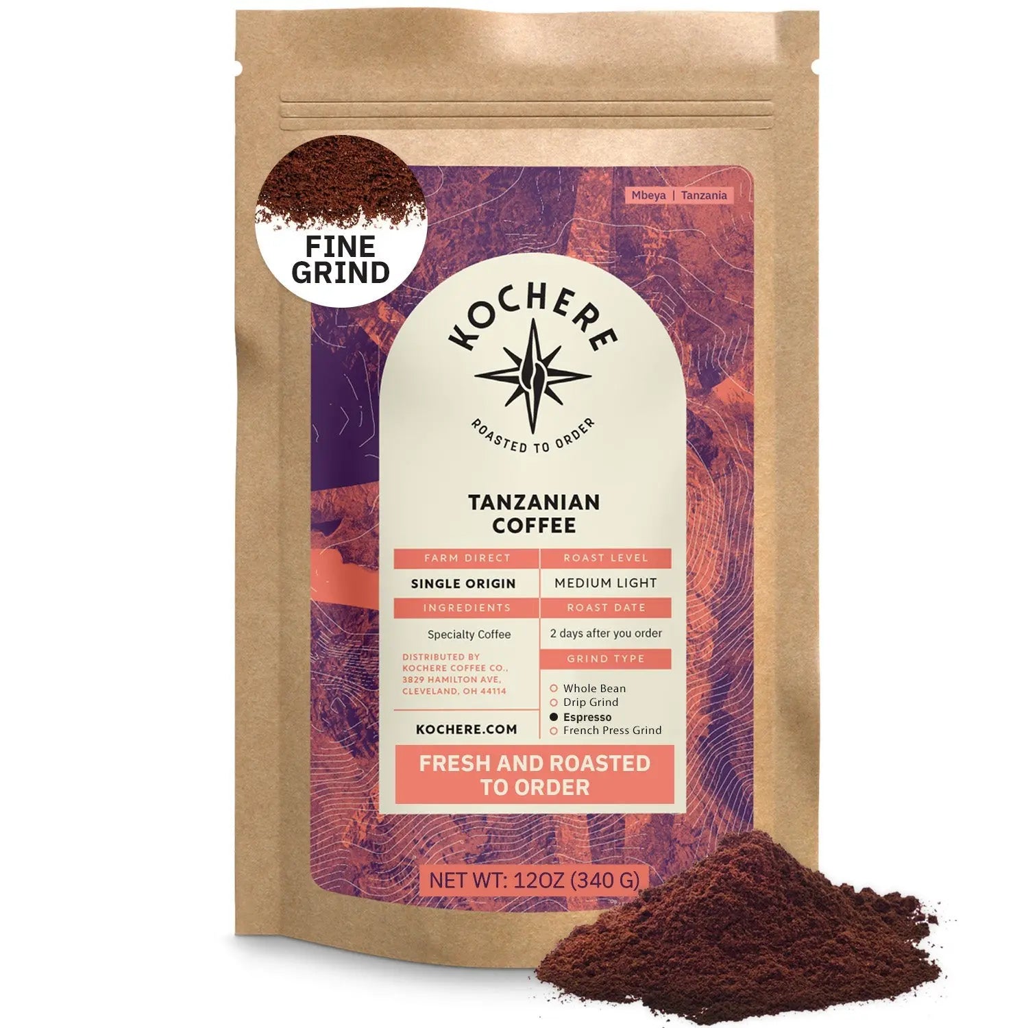 Kochere Coffee Tanzanian Mbeya AB Medium-Light Roast - Pear, Floral, Jasmine Notes Kochere Coffee Co.