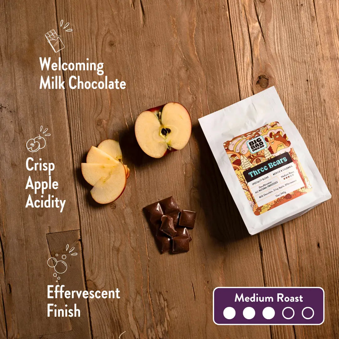 Three Bears | Signature Decaf Blend | Colombia & Mexico | Naturally Decaffeinated Big Bad Decaf