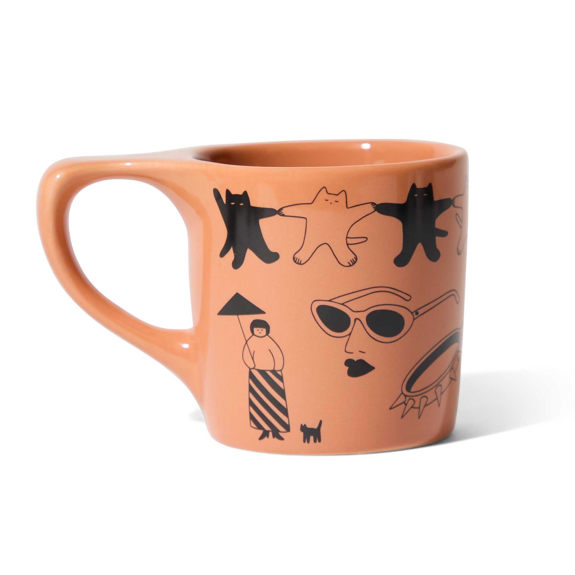 notNeutral x Katya Krasnova Lino Coffee Mug (10oz) - Cats & Tats Papaya Espresso Parts