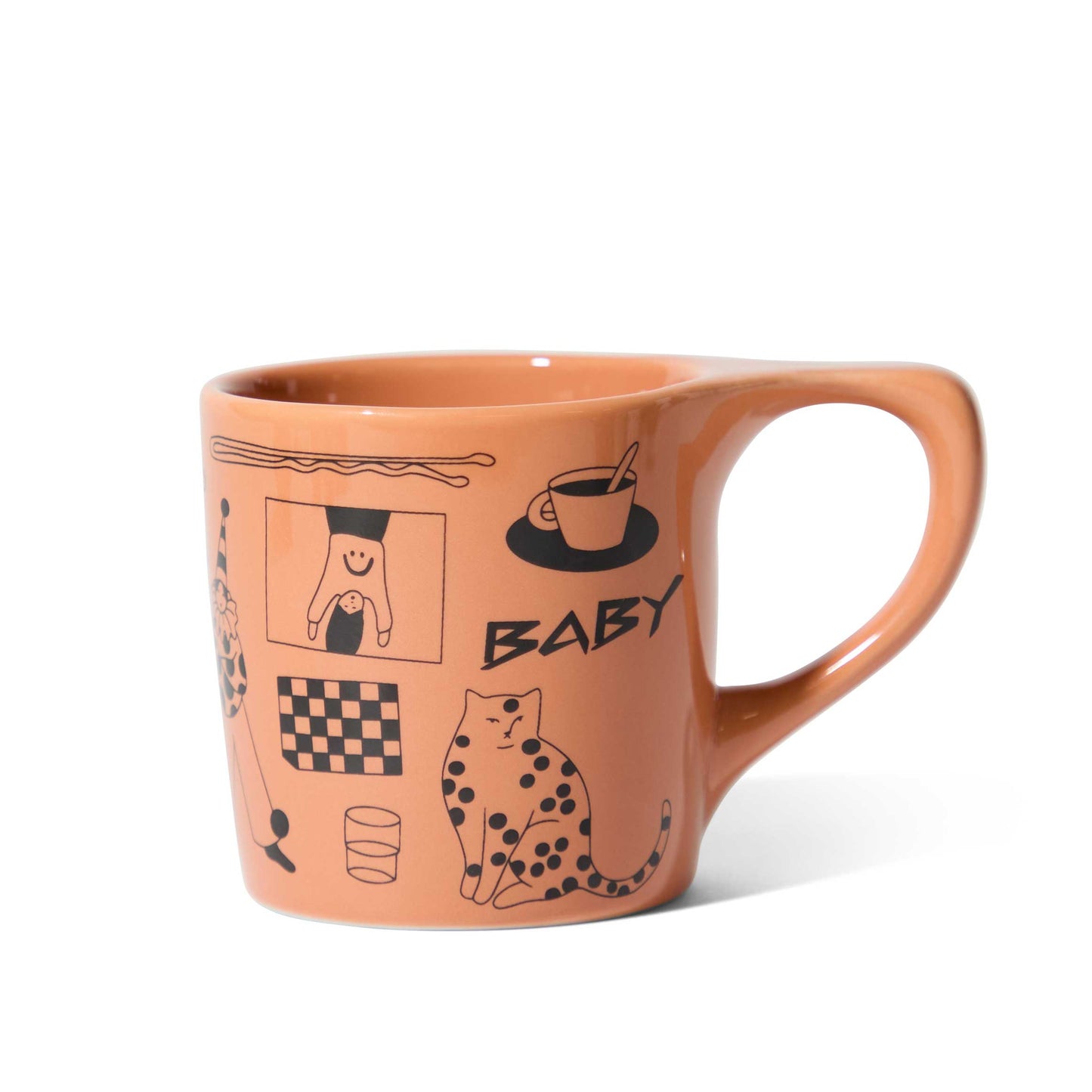 notNeutral x Katya Krasnova Lino Coffee Mug (10oz) - Cats & Tats Papaya Espresso Parts
