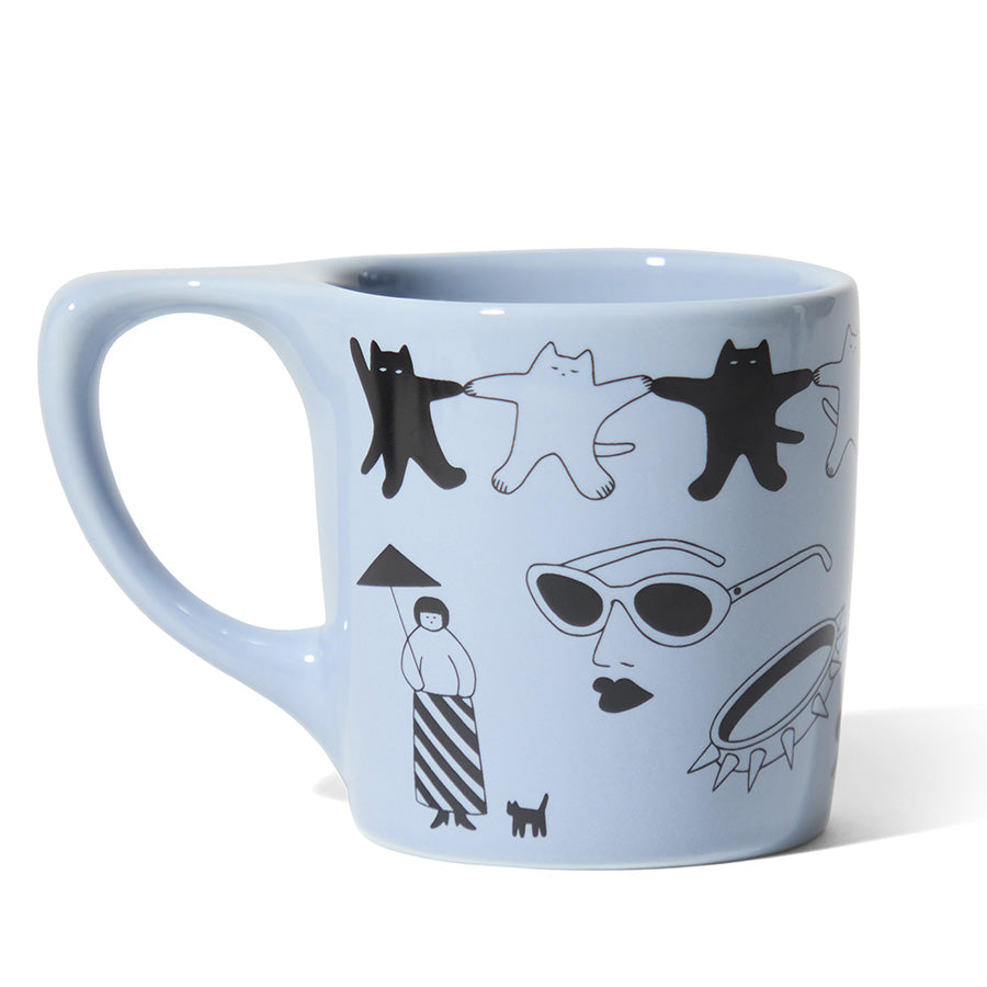 notNeutral x Katya Krasnova Lino Coffee Mug (10oz) - Cats & Tats Periwinkle Espresso Parts