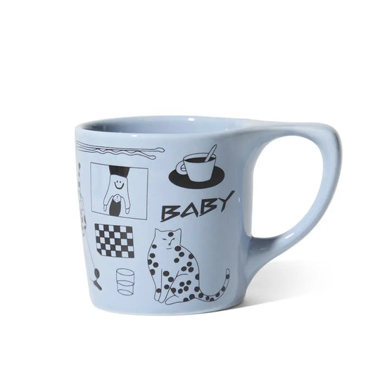 notNeutral x Katya Krasnova Lino Coffee Mug (10oz) - Cats & Tats Periwinkle Espresso Parts