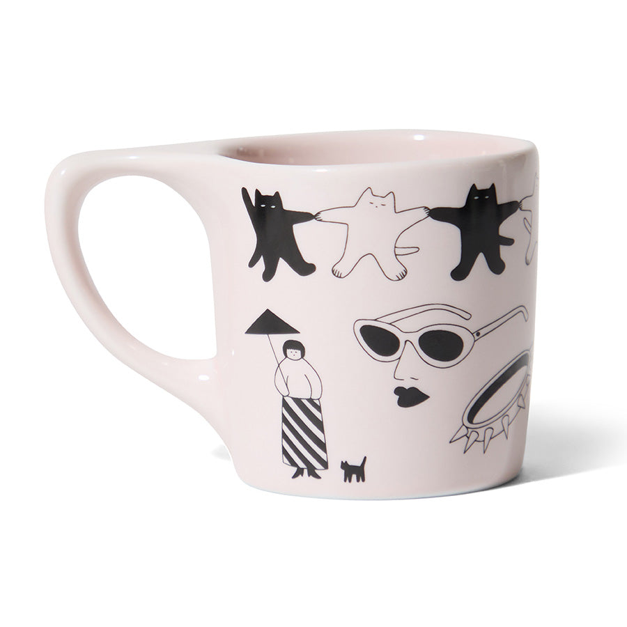 notNeutral x Katya Krasnova Lino Coffee Mug (10oz) - Cats & Tats Pink Espresso Parts