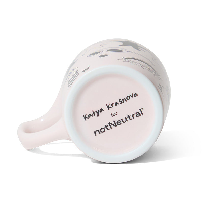 notNeutral x Katya Krasnova Lino Coffee Mug (10oz) - Cats & Tats Pink Espresso Parts