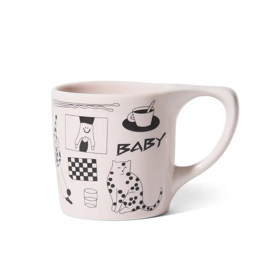notNeutral x Katya Krasnova Lino Coffee Mug (10oz) - Cats & Tats Pink Espresso Parts