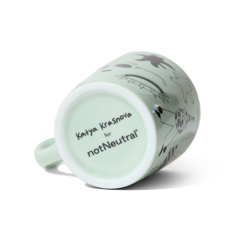 notNeutral x Katya Krasnova Lino Coffee Mug (10oz) - Cats & Tats Sage Espresso Parts