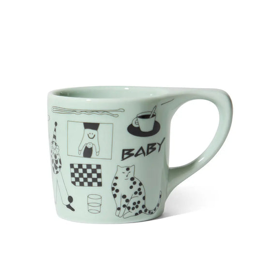 notNeutral x Katya Krasnova Lino Coffee Mug (10oz) - Cats & Tats Sage Espresso Parts