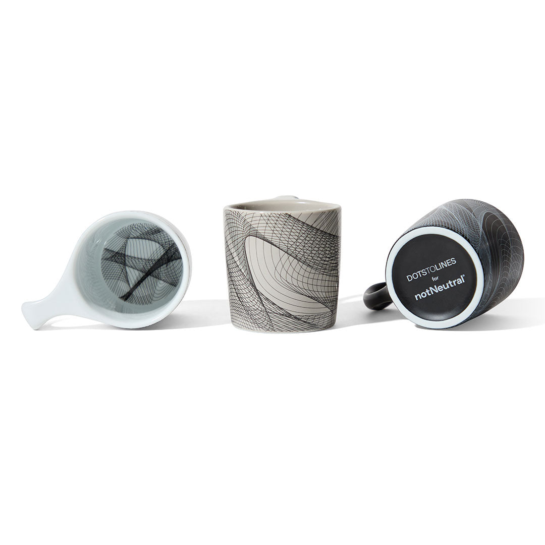notNeutral x Chaim Machlev Lino Coffee Mug (10oz) - Dots to Lines Gray Espresso Parts