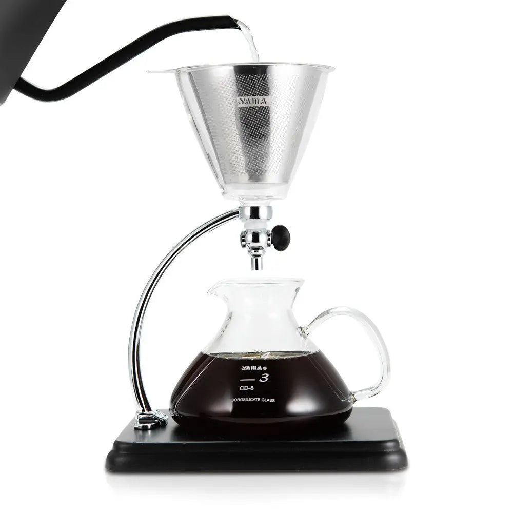 Yama Glass Silverton Brewer w/ Black Base & Silver Accents Espresso Parts