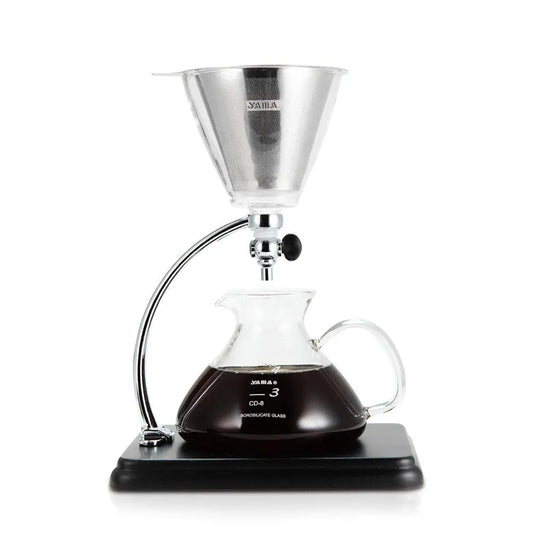 Yama Glass Silverton Brewer w/ Black Base & Silver Accents Espresso Parts