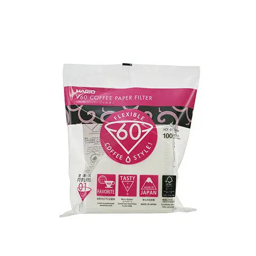 V60 White Paper Filters, Size 01 (100 ct) Espresso Parts