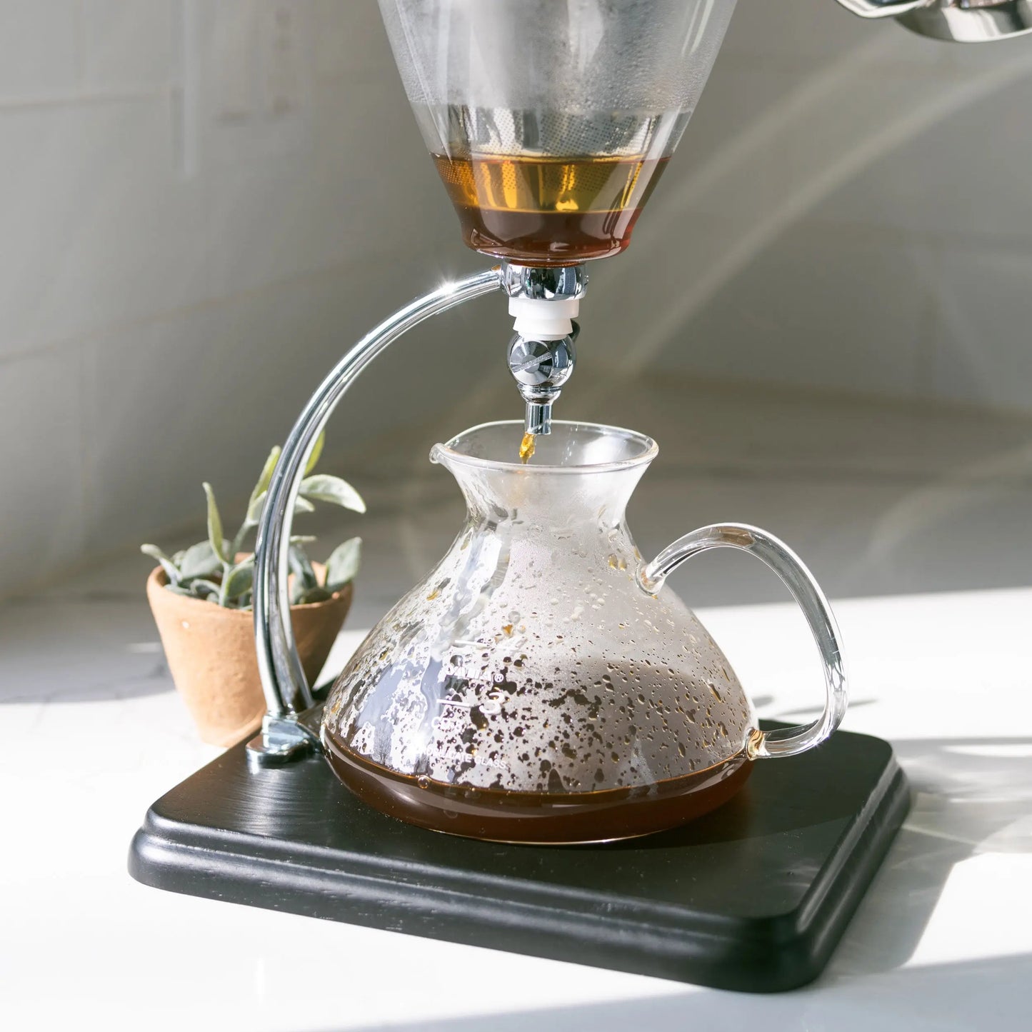 Yama Glass Silverton Brewer w/ Black Base & Silver Accents Espresso Parts