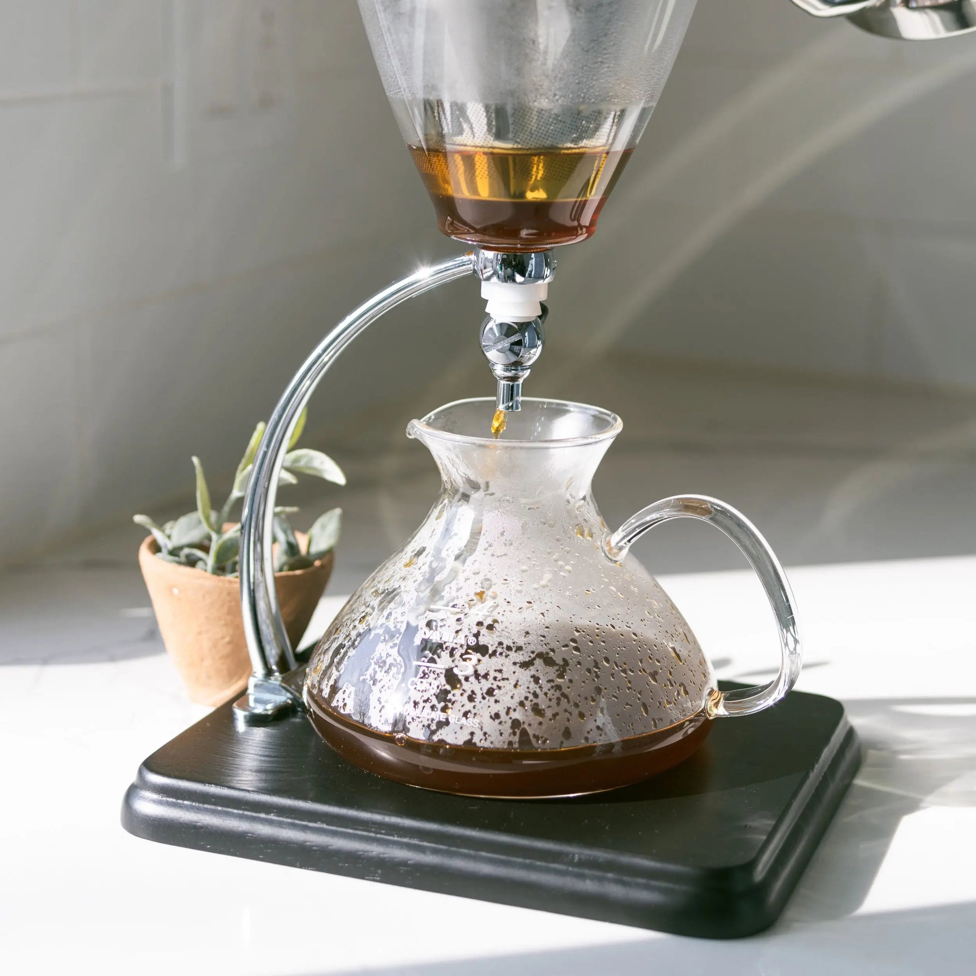 Yama Glass Silverton Brewer w/ Black Base & Silver Accents Espresso Parts