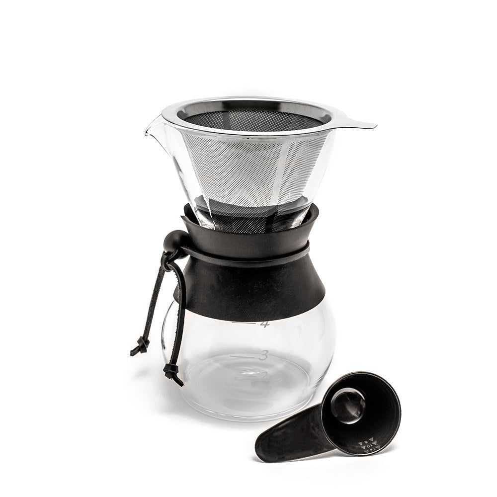Yama Glass Drip Pot Kit w/ Heat Sleeve - 20oz Espresso Parts