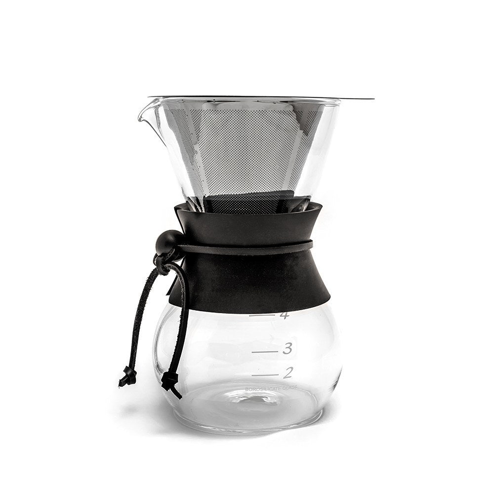 Yama Glass Drip Pot Kit w/ Heat Sleeve - 20oz Espresso Parts