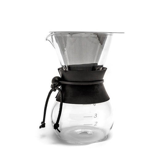 Yama Glass Drip Pot Kit w/ Heat Sleeve - 20oz Espresso Parts
